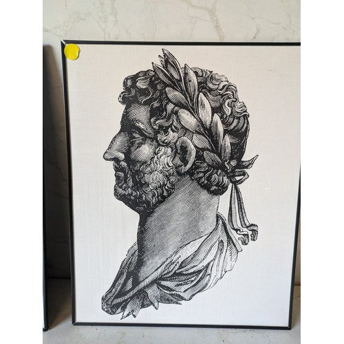 541 - Portraits of emperors Hdrian and Claudius screenprint on textile pictures