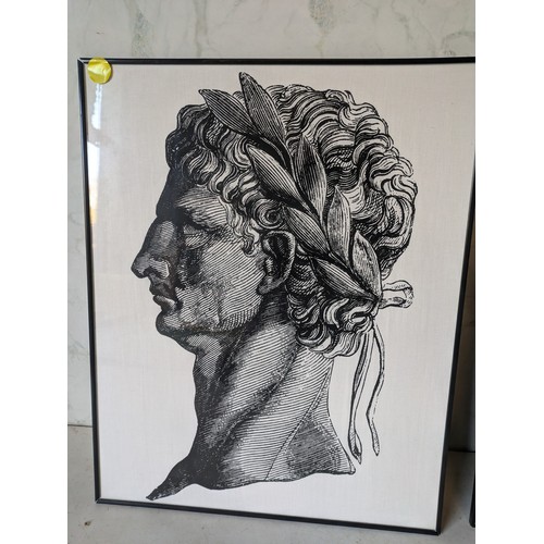 541 - Portraits of emperors Hdrian and Claudius screenprint on textile pictures