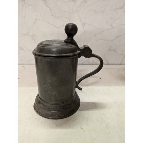 227 - A Rare Altiprobe 18th Century Pewter Lidded Tankard