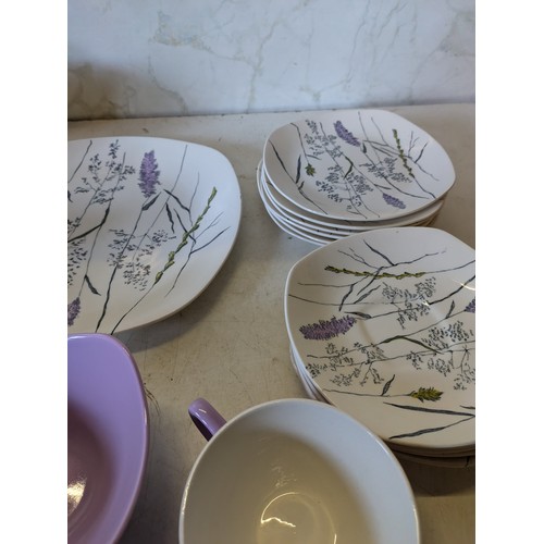 493 - a whispering grass crockery set including plates and jugs