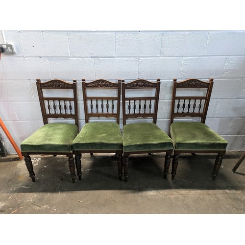 91 - A Set Of 4 Upholstered Dining Chairs With A Label Of Edwin Jones & Co Ltd