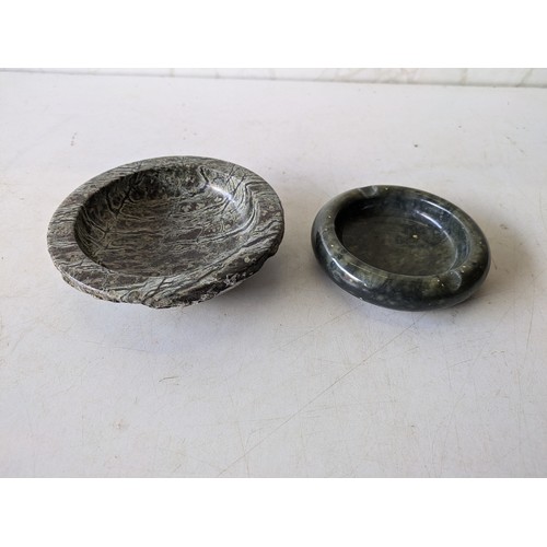 148 - A Pair Of Stone Ash Trays - One Marked Genuine Alabaster