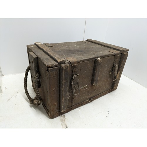 466 - A Vintage Wooden Ammo Crate