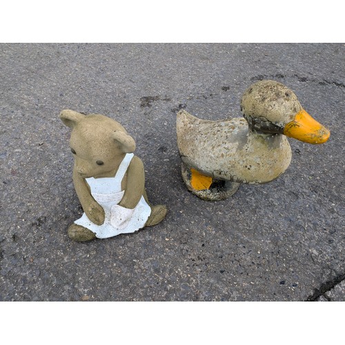 43 - A Stone Duck And Bear Figures