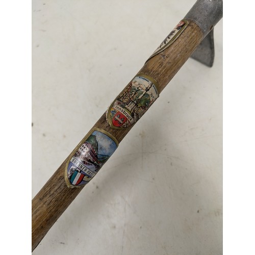 506 - An Ice Pick Style Walking Stick With Various Badges