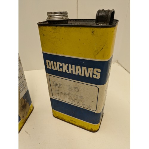 178 - A Selection Of 3 Vintage Oil Cans - Duckhams And Mobil