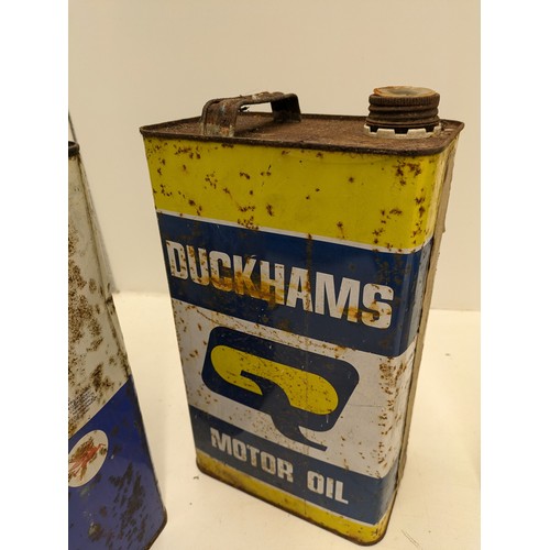 178 - A Selection Of 3 Vintage Oil Cans - Duckhams And Mobil