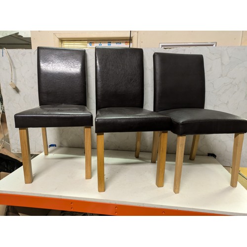 608 - A Set Of 3 Faux Leather Dining Chairs