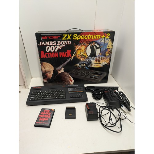 305 - A Vintage Sinclair Zx Spectrum +2 James Bond 007 Action Pack With Light Gun And Cables - Boxed