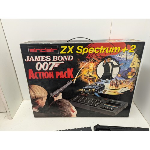 305 - A Vintage Sinclair Zx Spectrum +2 James Bond 007 Action Pack With Light Gun And Cables - Boxed