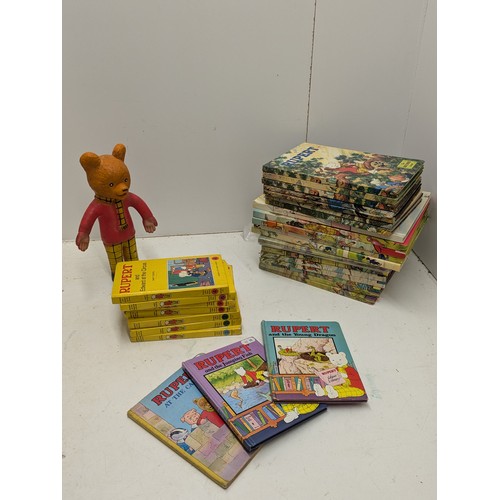 438 - A Selection Of Vintage Rupert Bear Books And A Rupert Bear Toy