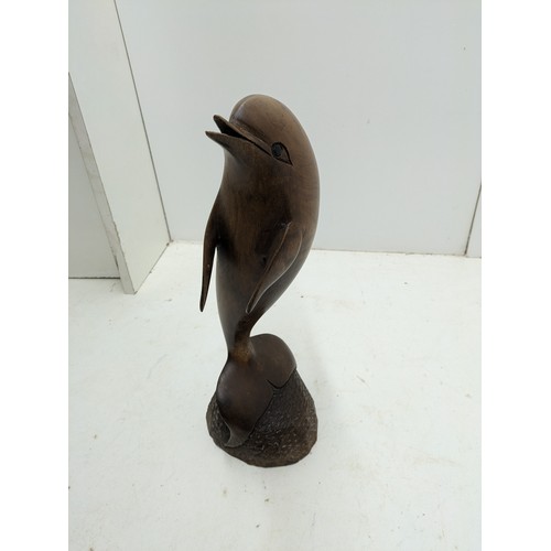 538 - A Wooden Dolphin Figure