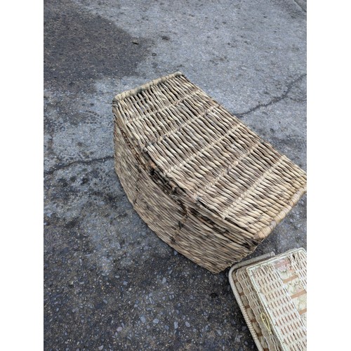 435 - A Wicker Storage Box And A Smaller Wicker Picnic Basket