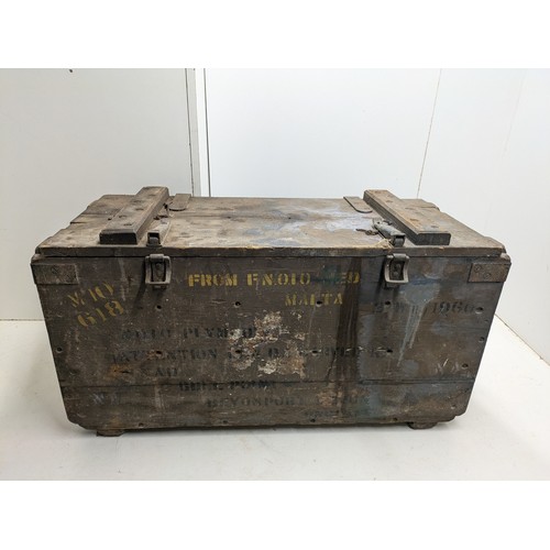 602 - A vintage wooden ammunition crate