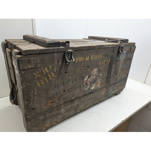 602 - A vintage wooden ammunition crate