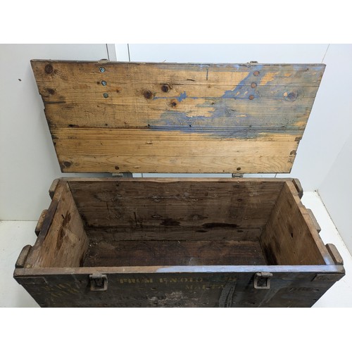 602 - A vintage wooden ammunition crate