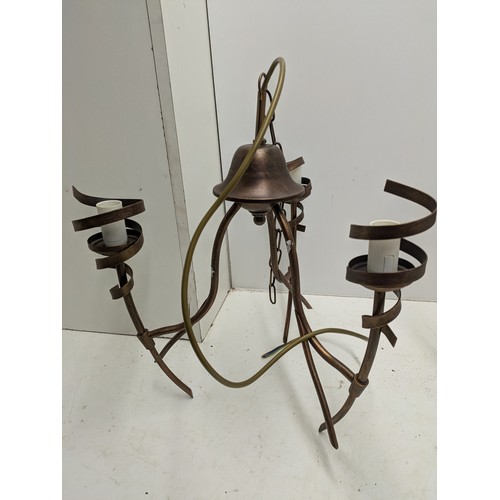 592 - A pair of bronze coloured chandeliers