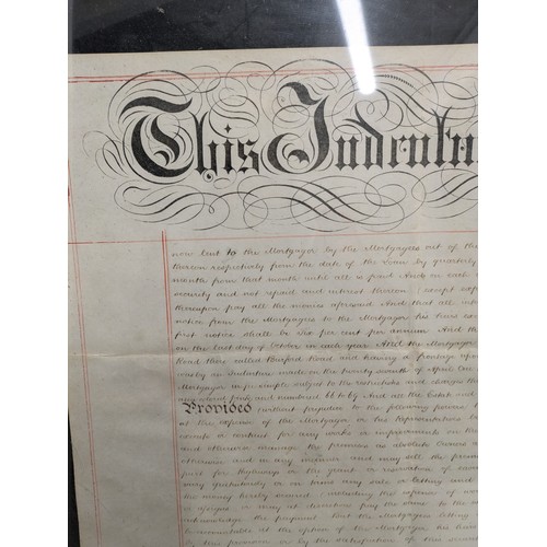 524 - An Antique Framed Mortgage Agreement By Charles Newton