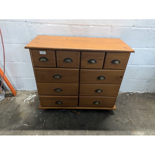 597 - Pine 10 drawer graduated chest of drawers