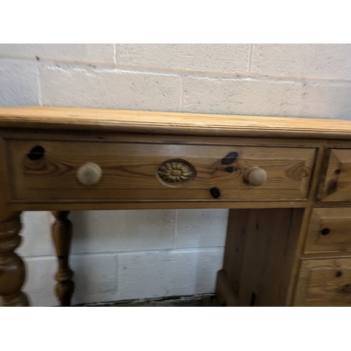 93 - A pine 5 drawer desk