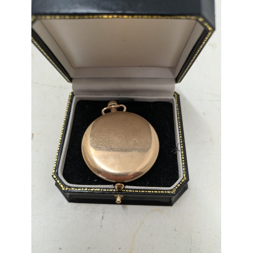 449 - A Late Victorian Gruen Gold Plated Pocket Watch In A Black Protective Case