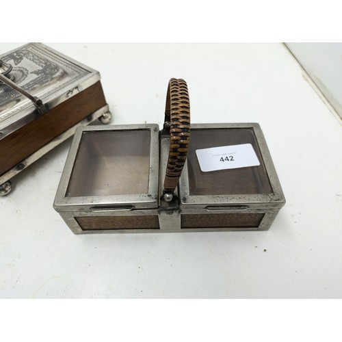 442 - 2 Silver Plated And Oak Lidded Boxes