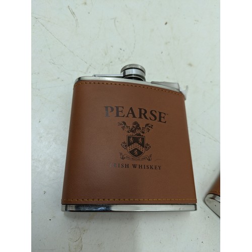 1062 - A Pair of Leather Covered Please Hip Flasks