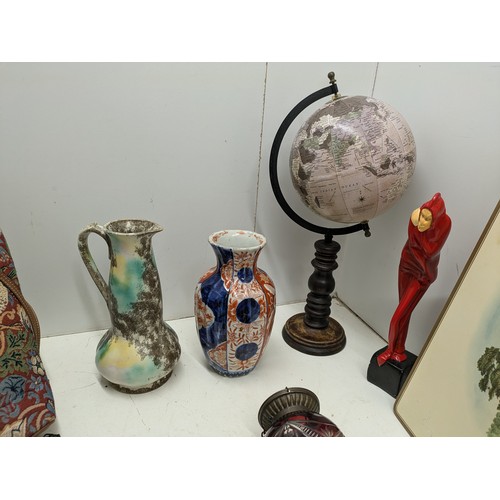 1055 - A Selection Of Various Homewares including Oriental ceramics, a Globe, Handbag, Etc