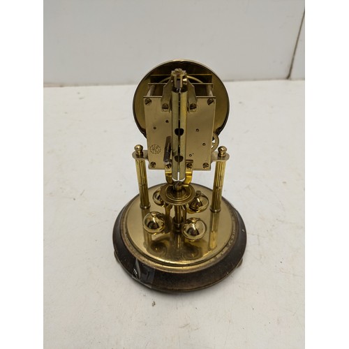 455 - A Bentima Brass Anniversary Clock With White Dial and Glass Dome