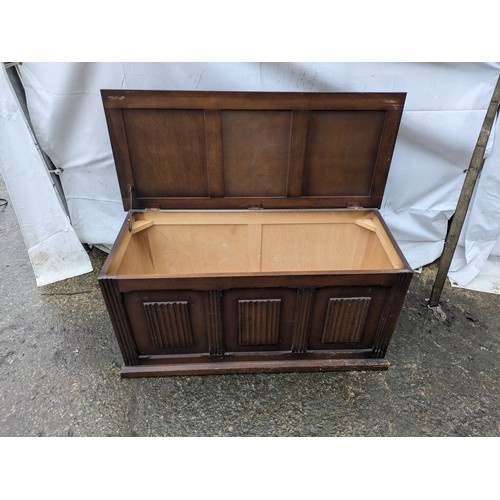 217 - A Large Oak Storage Chest With brass Handles