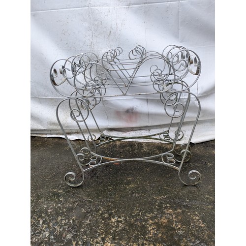 79 - A Pair of Silver Painted Cast Iron Wrought Iron Flower Stands