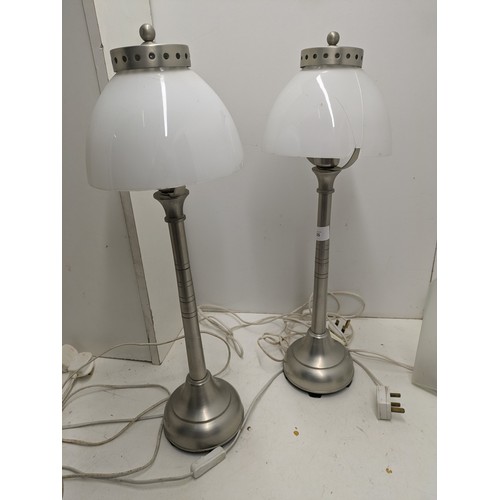 625 - A Pair of Modern IKEA Bedside Lamps - One Cracked Shade