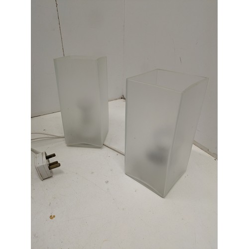 625 - A Pair of Modern IKEA Bedside Lamps - One Cracked Shade