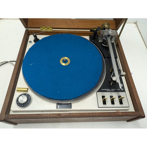 607 - A Vintage Garrard Zero 100 International Turntable in a Walnut and Acrylic Case