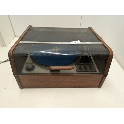 607 - A Vintage Garrard Zero 100 International Turntable in a Walnut and Acrylic Case