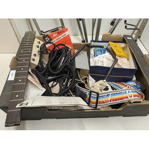 1028 - A Selection of various Guitar equipment - including Fret Board, Stands, Cables, etc