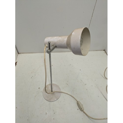 682 - A Retro White And Stainless Steel Desk Lamp