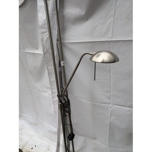 635 - A Brushed Steel 2 Tier Floor Standing Reading Lamp