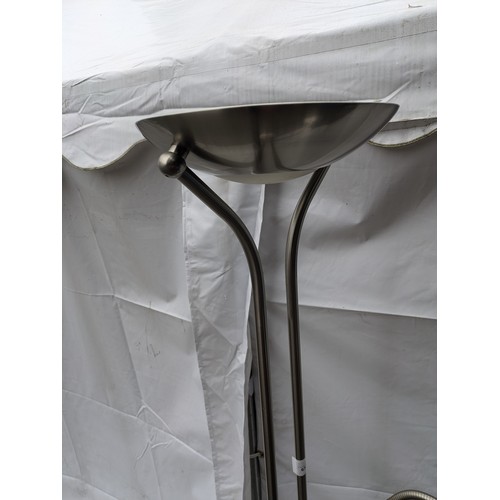 635 - A Brushed Steel 2 Tier Floor Standing Reading Lamp