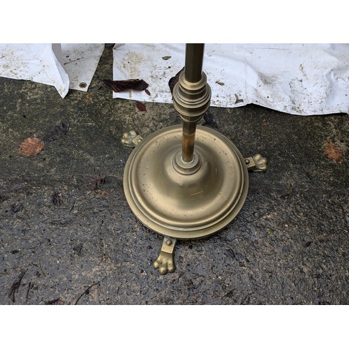 228 - A Brass 3 Footed Floor Lamp With Edison Bulb