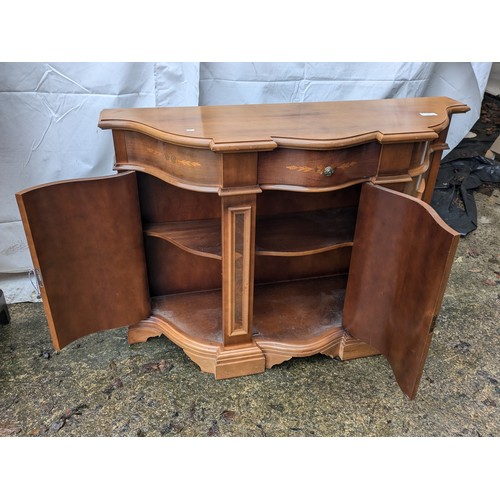 227 - A Walnut Verniered Stag Side Cabinet With Drawer and Key