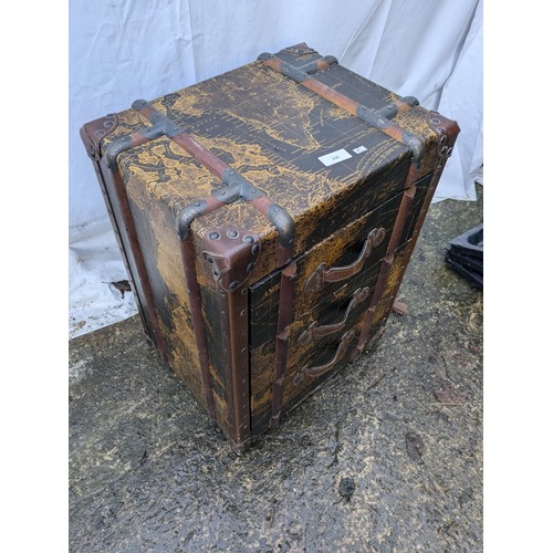 239 - A Leather Covered Modern Designer Chest of Drawers with a Geographical Print