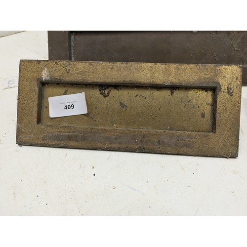 409 - A Selection of 3 Vintage Brass Letterboxes