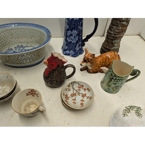 416 - A Selection Of Porcelain Including Oriental Plates And Cups