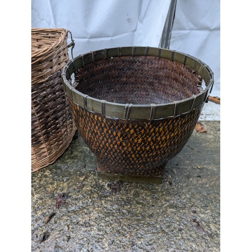 1078 - A Pair of Wicker Baskets- One Oriental Steam Basket