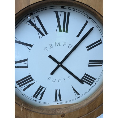 1081 - A Pine Modern Large Wall Hanging Clock + Tempus Fugit