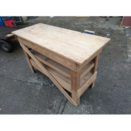 249 - A Pine Work Bench With Vice