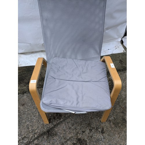 269 - An Ikea Grey Mesh Chair With Wood Frame