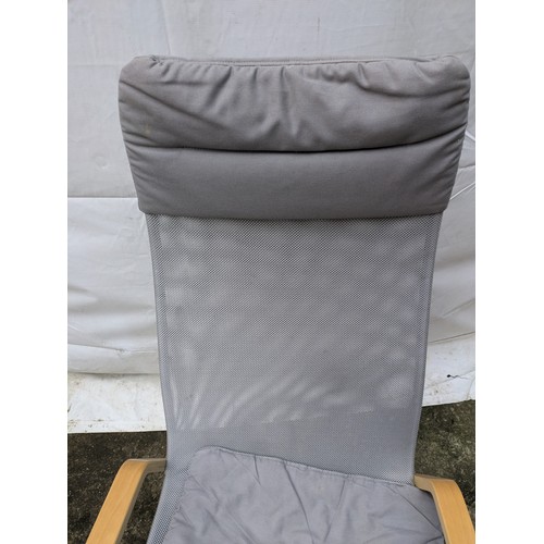 269 - An Ikea Grey Mesh Chair With Wood Frame