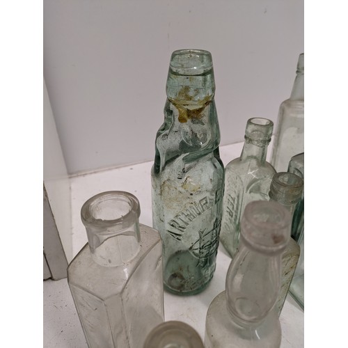 519 - a selection of antique glass bottles including codd bottle